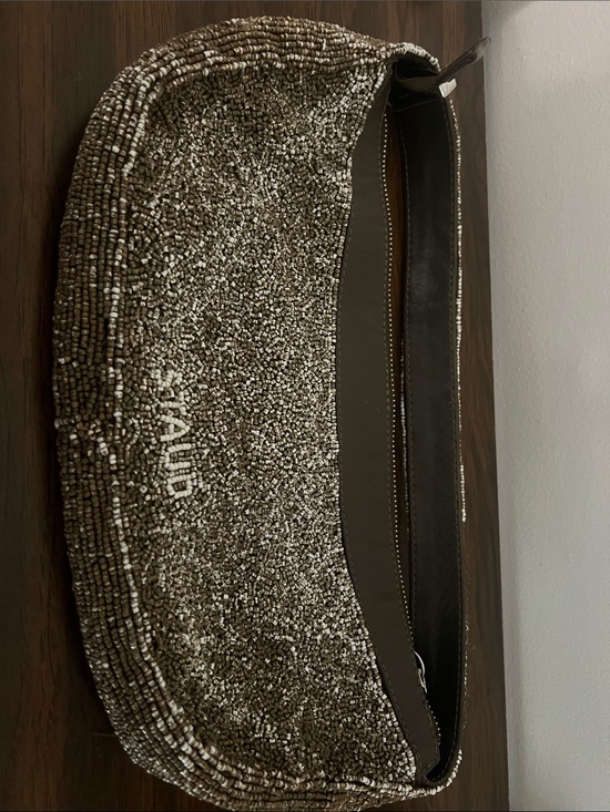 STAUD Handbags - STAUD Metallic Beaded Clutch in Brown and Silver